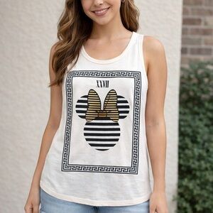 Vintage DISNEY Collection Women’s Minnie Mouse Beige Black Tank Top XXVll Tee S